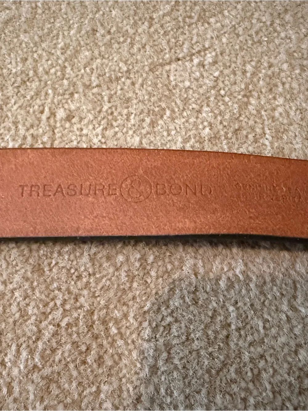 Treasure & Bond Tan Leather Belt with Gold Oval Buckle